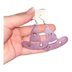 🤍Epoxy Purple Glitter Witch Hat Earrings